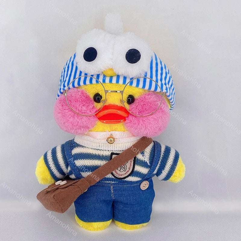 Korean Duck Plush Costume Glasses Dress Explorer Yellow x Denim Blue Animals - Tophatter Daily Deals