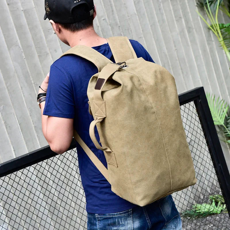 Canvas Travel Backpack Hand Shoulder Bag Green Backpacks - Tophatter Daily Deals