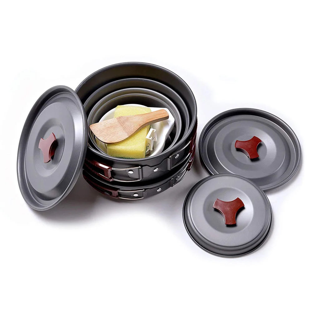 14-in-1 Outdoor Camping Cookware Kit Brown Camp Cooking - Tophatter Daily Deals