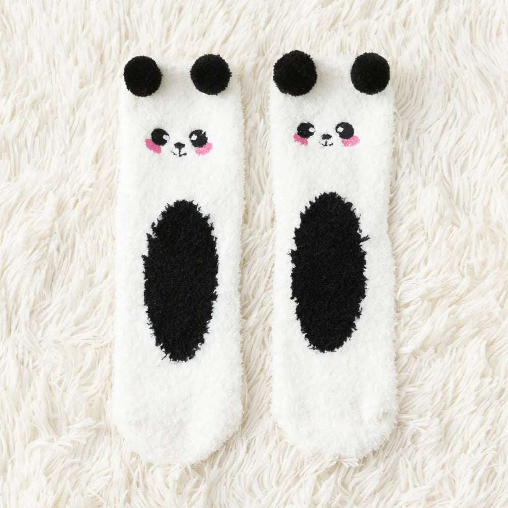 Cute Animal Fuzzy Socks White Panda One Size Animals - Tophatter Daily Deals