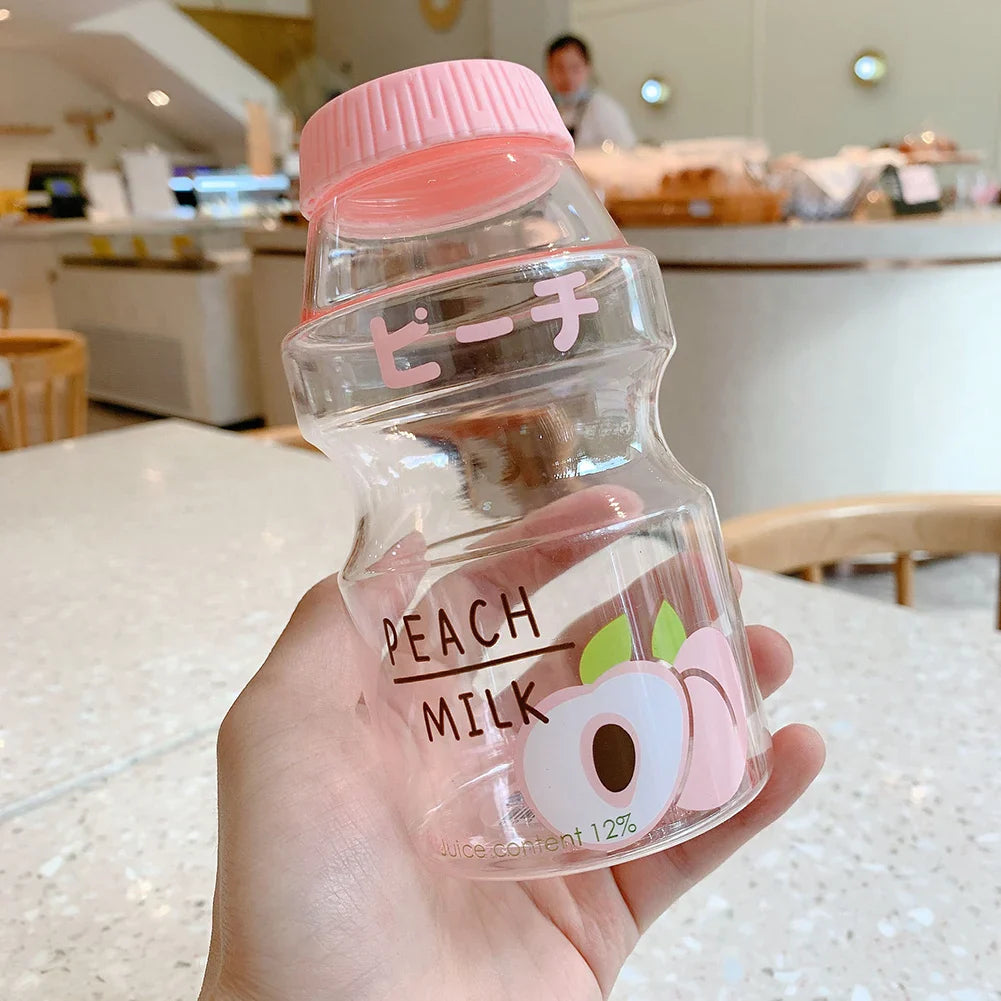 Milk Carton Shaped Water Bottle 480ml Pink, Red, Yellow, Green Transparent Pink Food - Tophatter Daily Deals