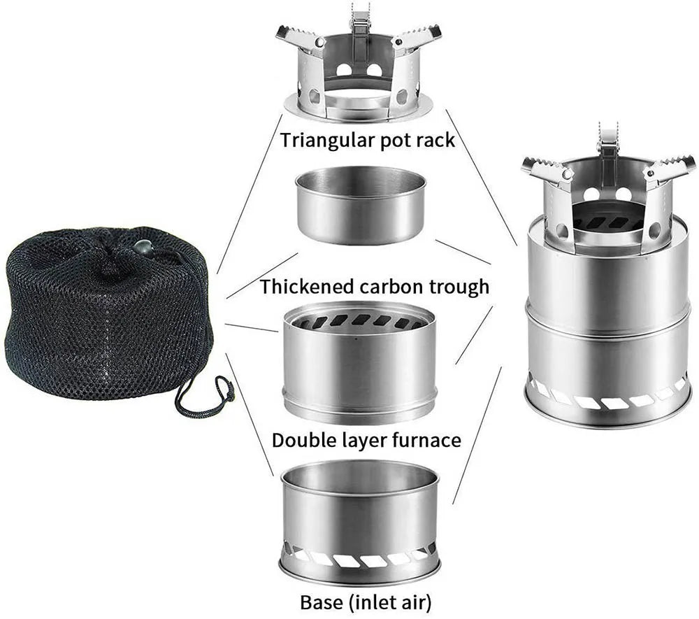 Portable Wood-Burning Camping Stove Silver Camp Cooking - Tophatter Daily Deals