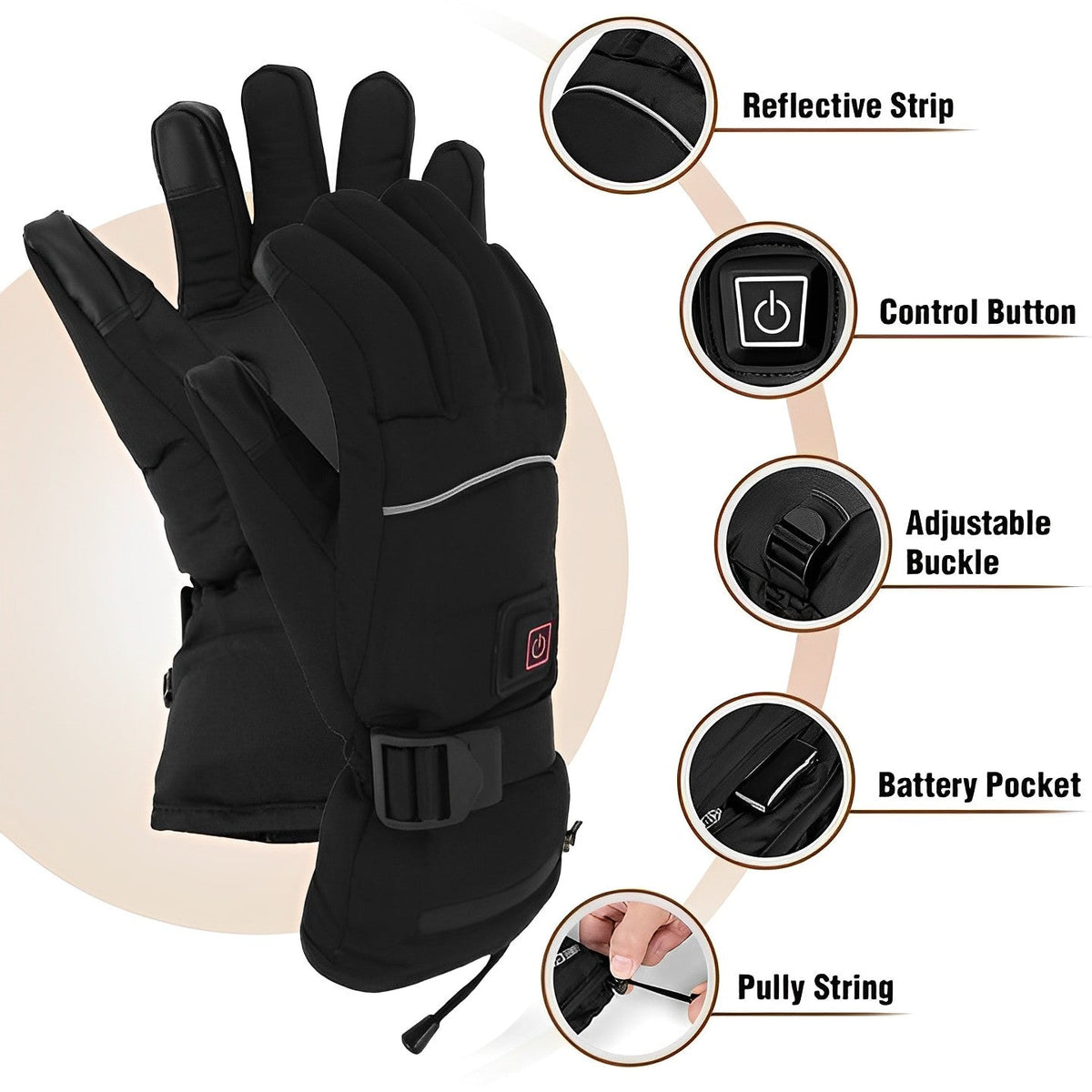 Heated Gloves Battery Heated Winter Gloves 8 Hour Warmth - Tophatter Daily Deals