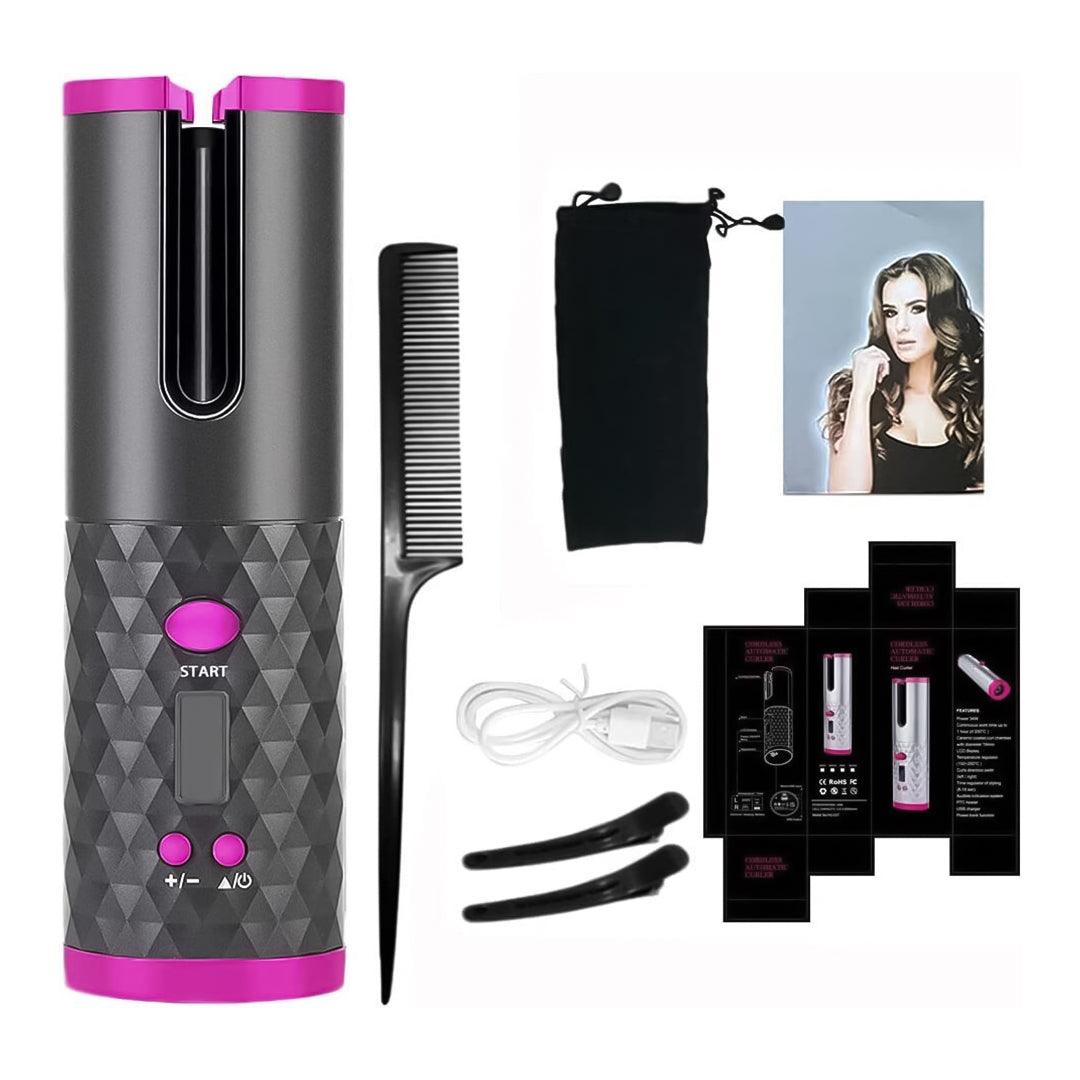 Cordless Automatic Hair Curler UK - Automatic Hair Curler Cordless Curling Iron LCD Wireless Rotating Ceramic Waver Black Hair Care - Tophatter Daily Deals