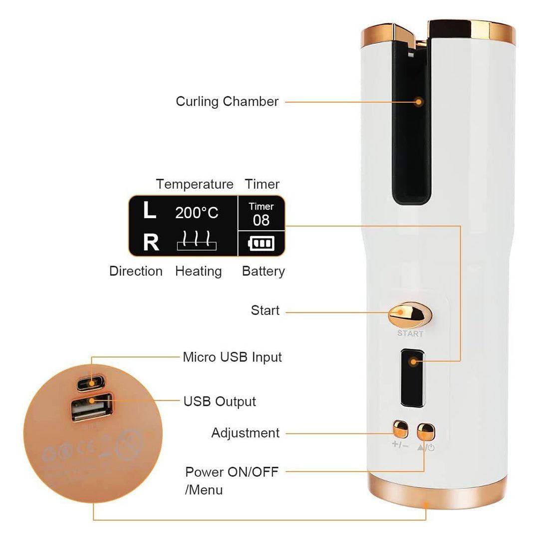 Cordless Automatic Hair Curler UK - Automatic Hair Curler Cordless Curling Iron LCD Wireless Rotating Ceramic Waver Hair Care - Tophatter Daily Deals