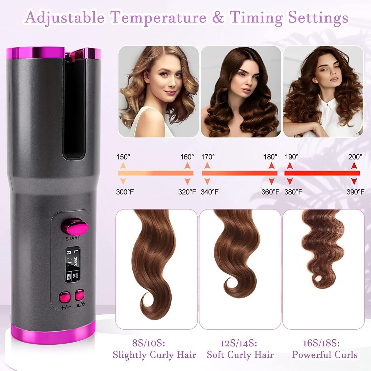 Cordless Automatic Hair Curler UK - Automatic Hair Curler Cordless Curling Iron LCD Wireless Rotating Ceramic Waver Hair Care - Tophatter Daily Deals