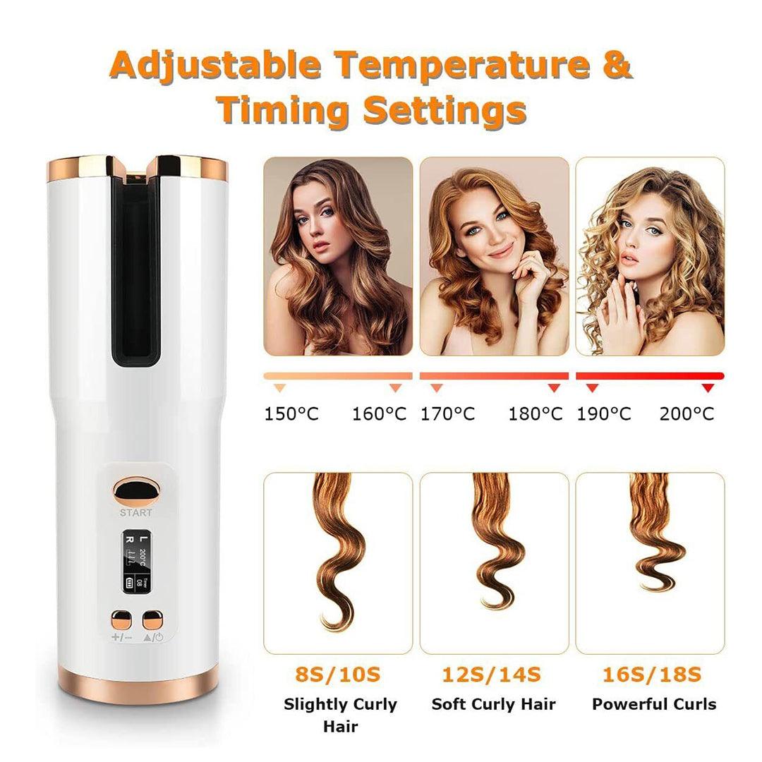 Cordless Automatic Hair Curler UK - Automatic Hair Curler Cordless Curling Iron LCD Wireless Rotating Ceramic Waver Hair Care - Tophatter Daily Deals