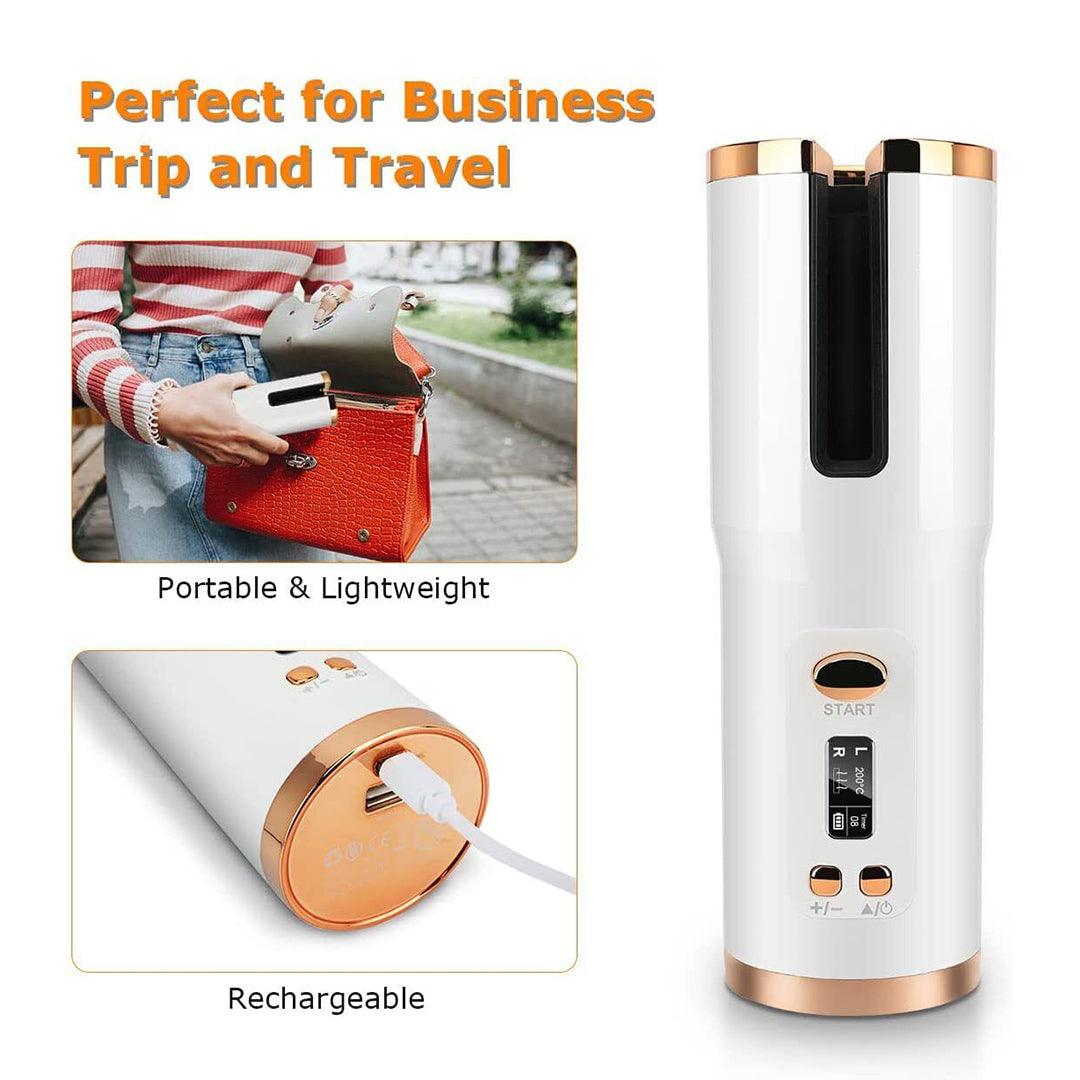 Cordless Automatic Hair Curler UK - Automatic Hair Curler Cordless Curling Iron LCD Wireless Rotating Ceramic Waver Hair Care - Tophatter Daily Deals