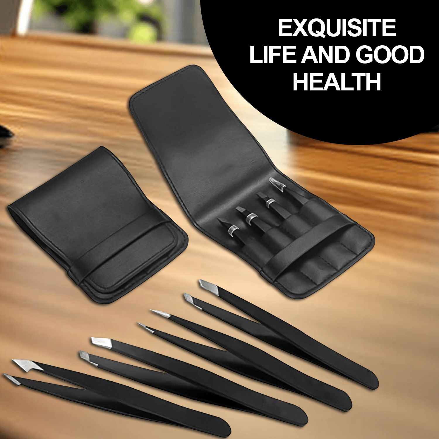 Steel Eyebrow Tweezers - Professional 4-Pieces Hair Beauty Pluckers Set Personal Care - Tophatter Daily Deals