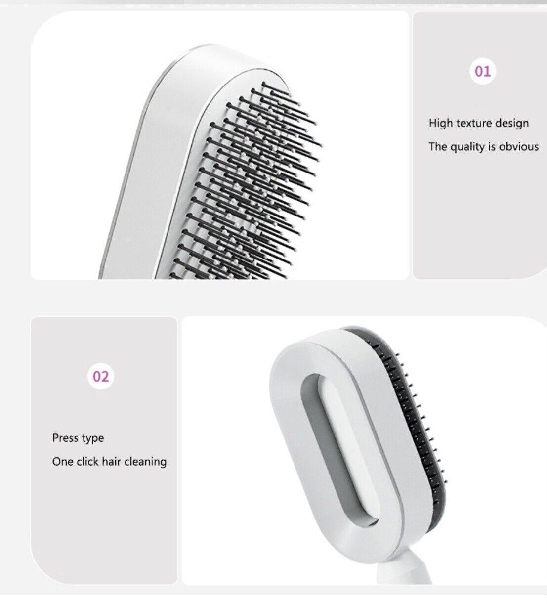 Self Cleaning Hair Brush - Air Cushion Comb Press Type Cleaning Design Comfortable Self-cleaning Hair Brush Hair Care - Tophatter Daily Deals