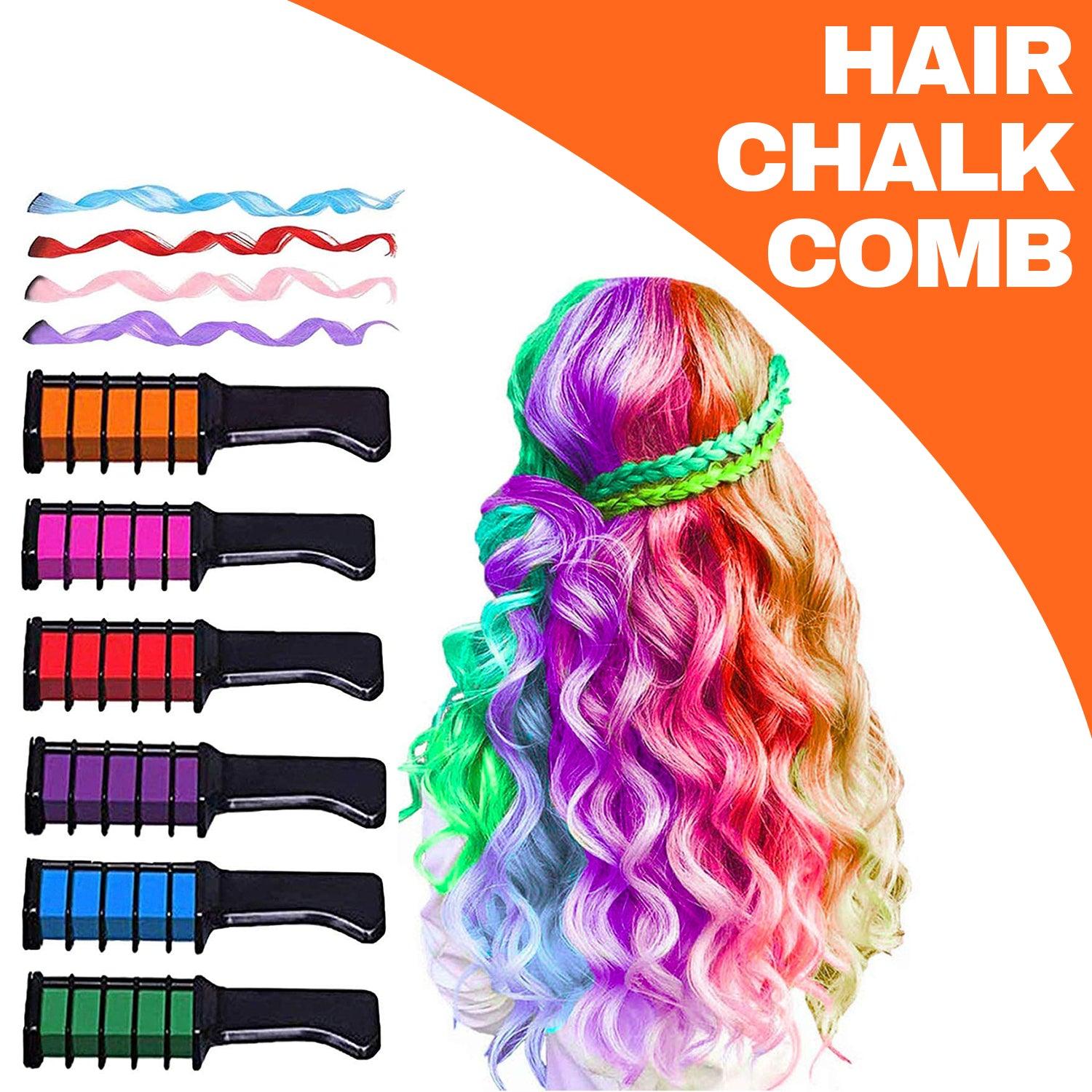 Hair Chalk Comb - 6pcs Bright Hair Color Cream for Girls Kids temporary Chalk Hair Care - Tophatter Daily Deals