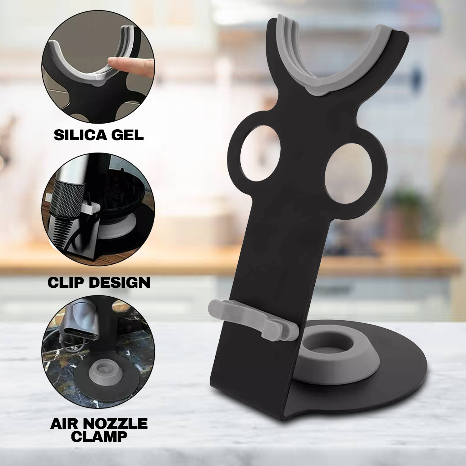 Hair Dryer Stand – Magnetic Hands-Free Holder for Easy Drying & Styling Hair Care - Tophatter Daily Deals