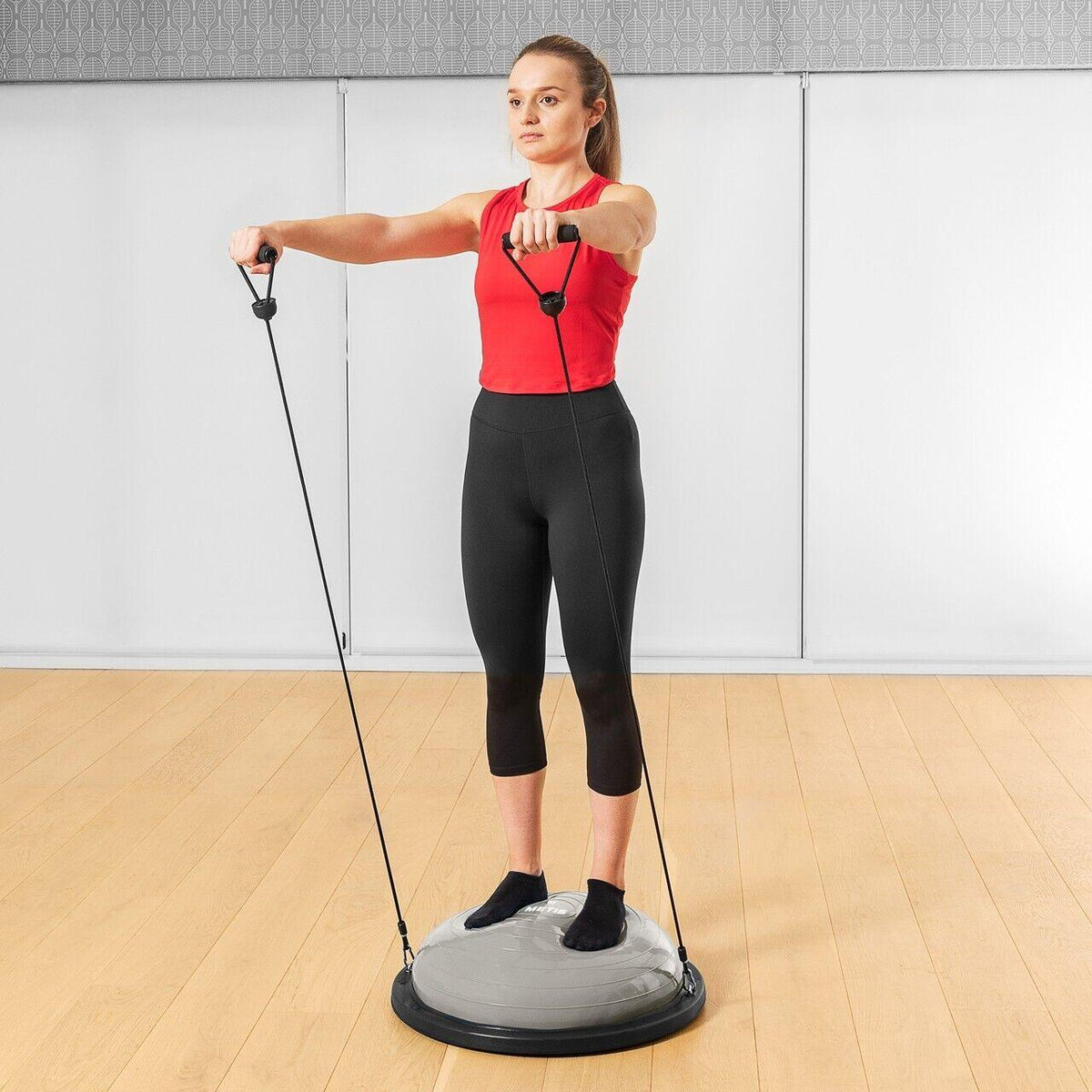 Half Exercise Ball - Balance Ball Trainer Resistance Bands & Pump Exercise & Fitness - Tophatter Daily Deals