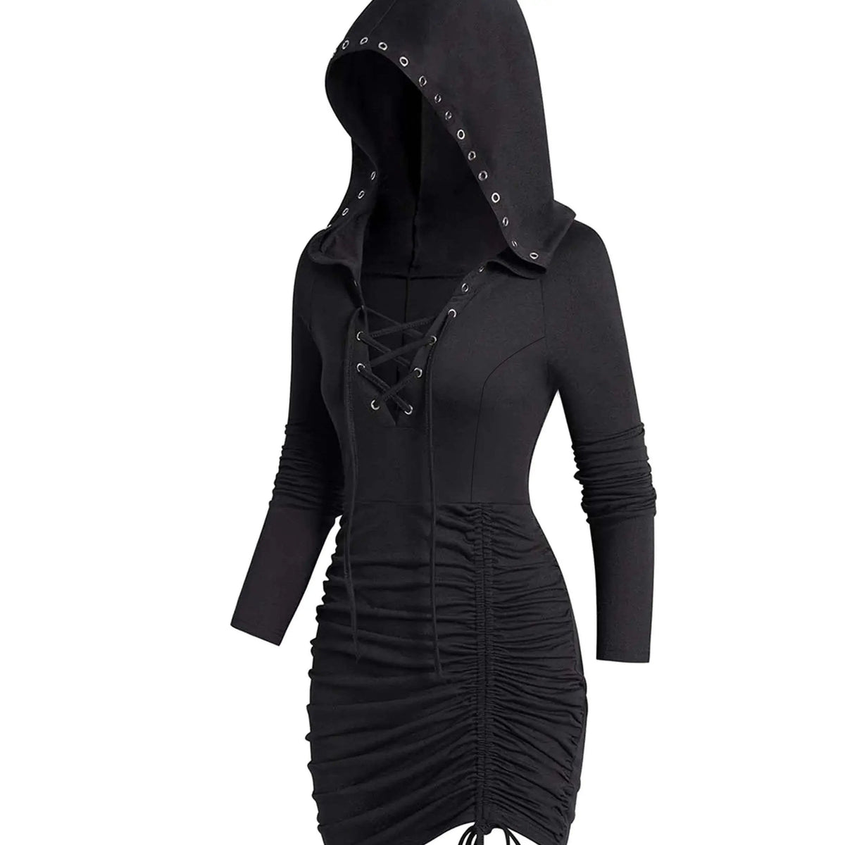 Halloween Drawstring Hoodie, Party Cosplay Long Sleeve Solid Costume, Women's Clothing Black - Tophatter Daily Deals