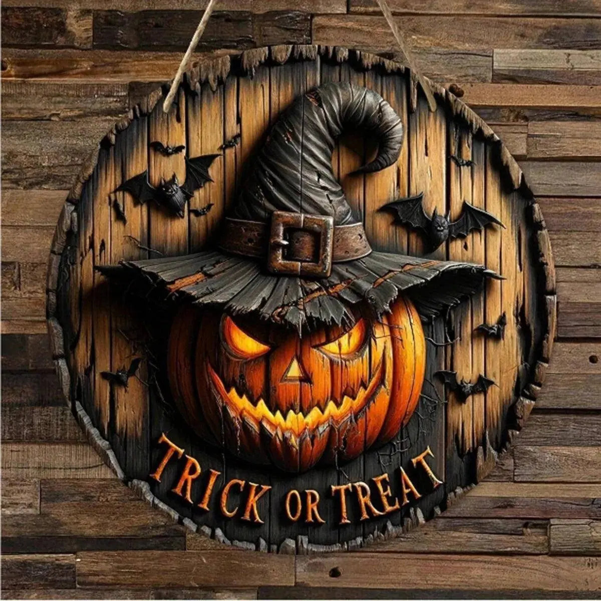 Halloween Wooden Wreath Logo Retro Pumpkin Head Art Decoration, gadgets - Tophatter Daily Deals