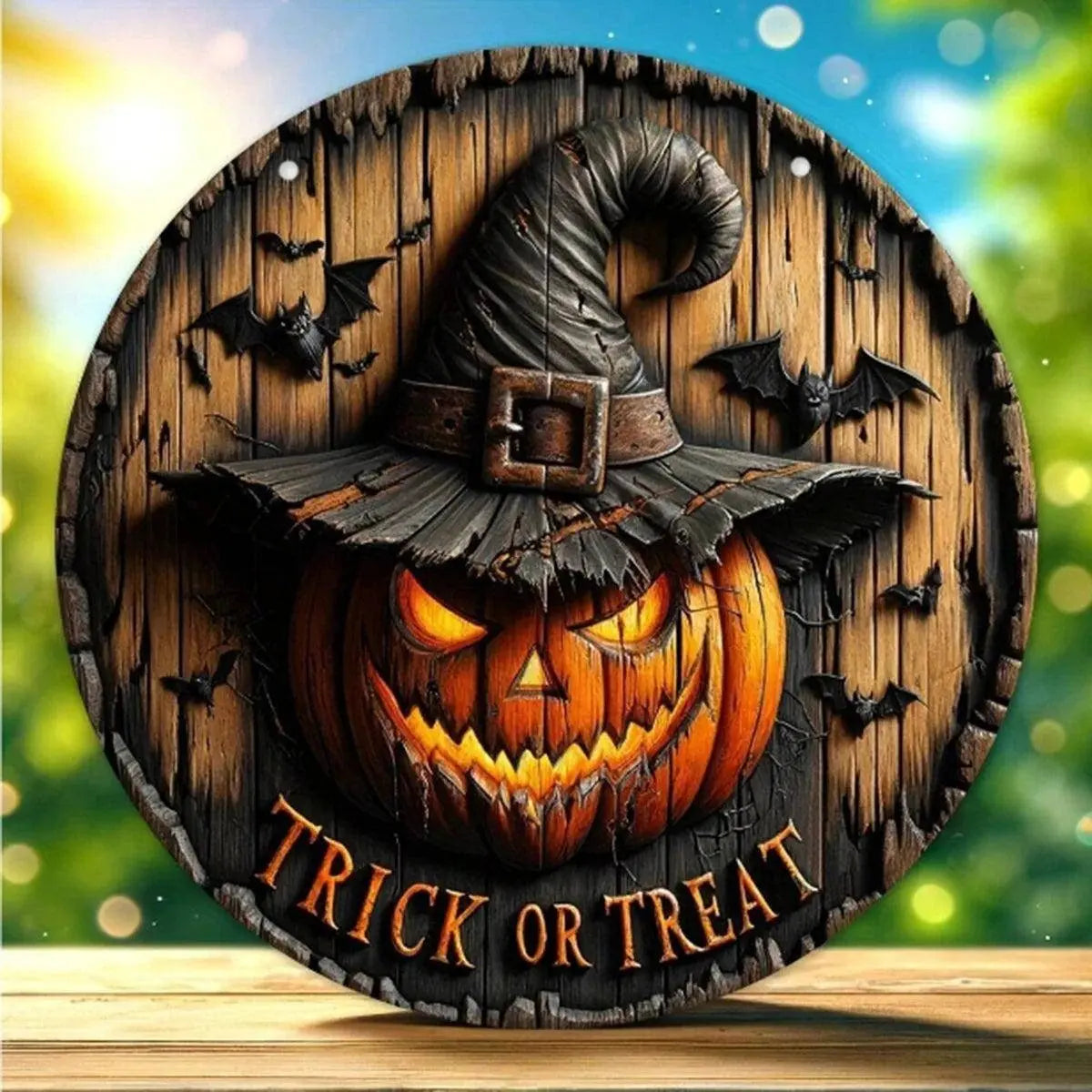 Halloween Wooden Wreath Logo Retro Pumpkin Head Art Decoration, gadgets - Tophatter Daily Deals