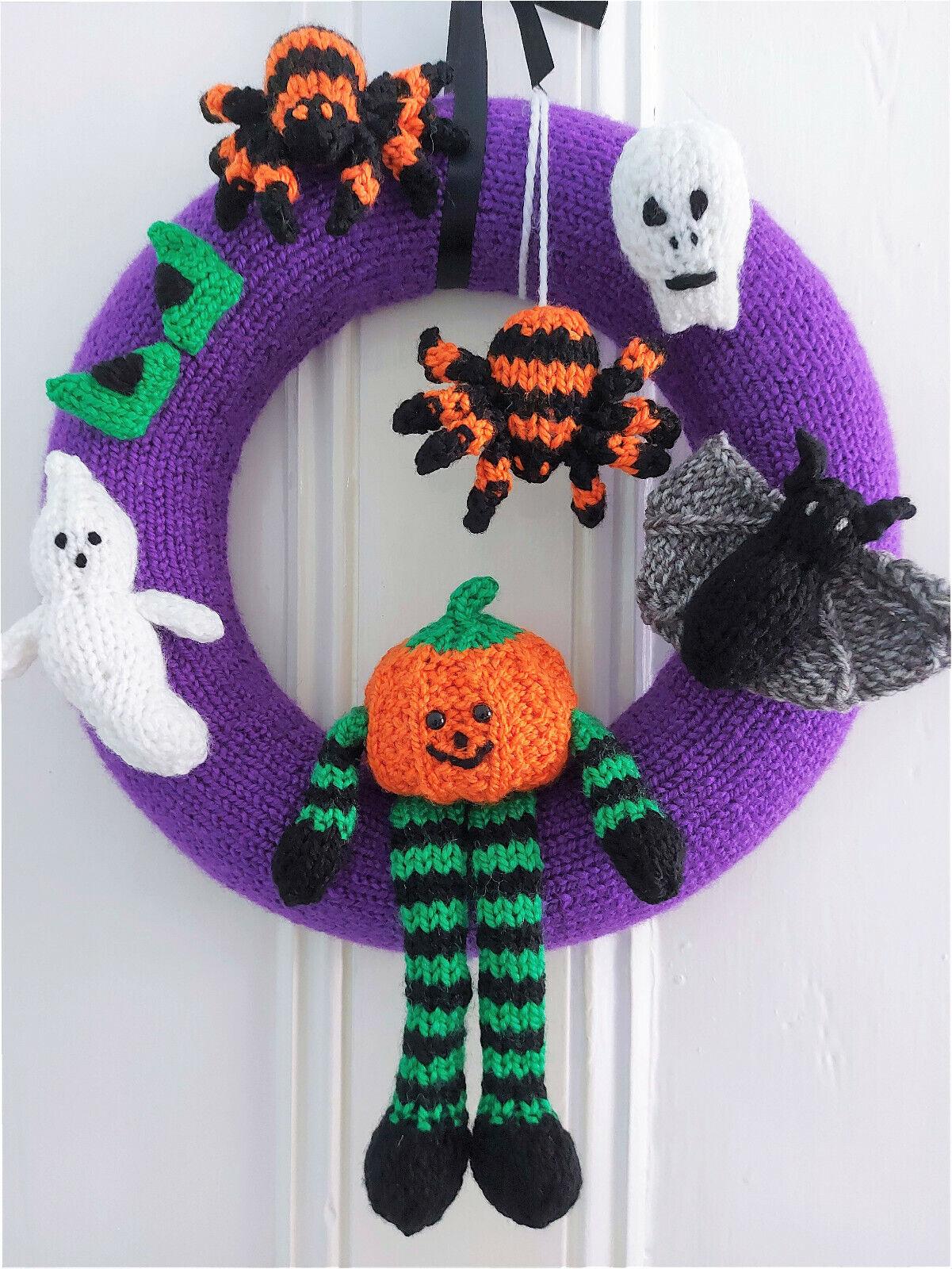 Halloween Door Wreaths UK - KNITTING PATTERN Halloween Wreath Decoration CHUNKY Ghost Spider Bat Apparel & Accessories - Tophatter Daily Deals