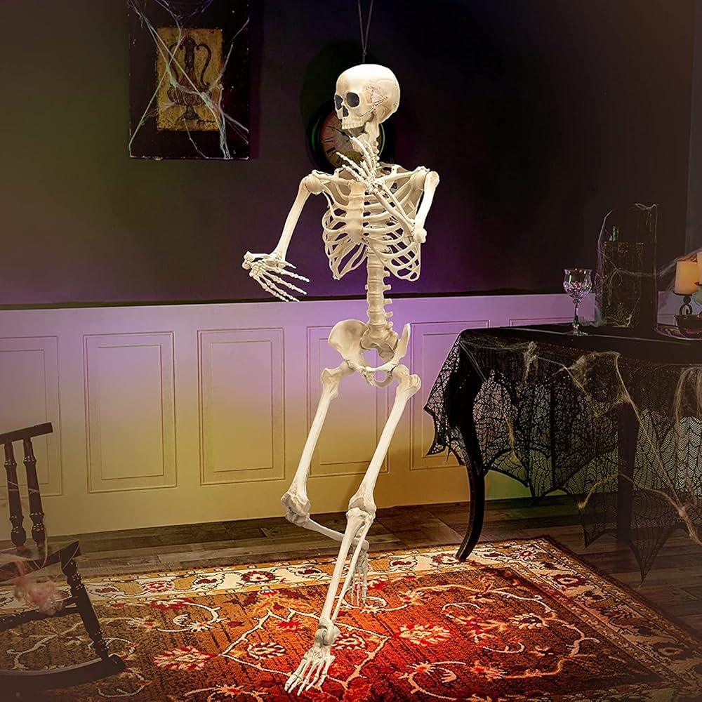 Halloween Decor Skeleton - 170cm Halloween Poseable Human Skeleton Full Life Size Party Decoration Festive & Franchise - Tophatter Daily Deals