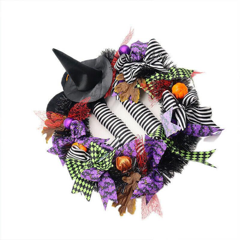 Halloween Door Wreath - Party Decor Door Wreath Props Pumpkin Witch Garland Outdoor Yard Decor Festive & Franchise - Tophatter Daily Deals