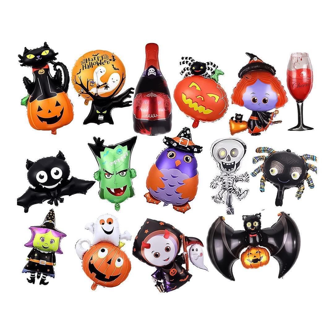 Halloween Decorations With Balloons - 9x Halloween Foil Balloons Party Decor Ghost Bat Cat Spider Pumpkin Skull Witch Festive & Franchise - Tophatter Daily Deals