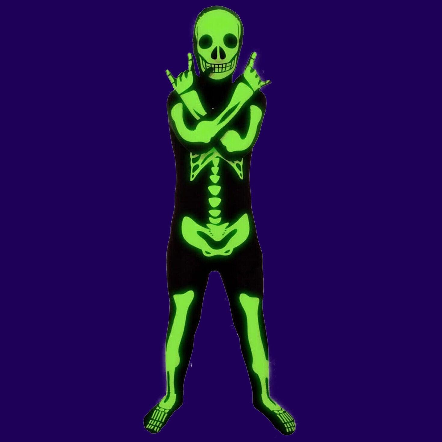 Glow in Dark Costume - Skeleton Morphsuit Boys Girls Halloween Fancy Dress Costume Large Festive & Franchise - Tophatter Daily Deals