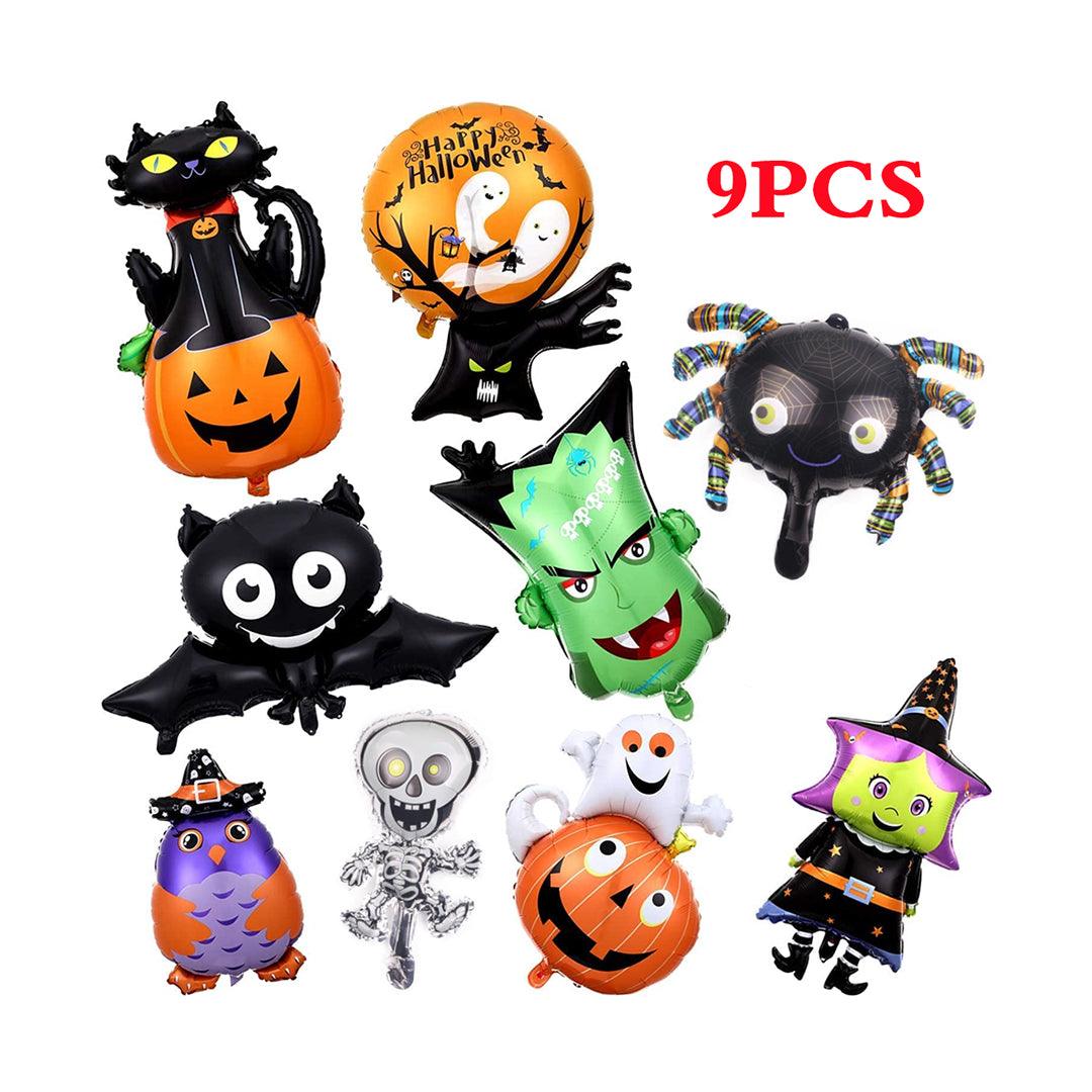 Halloween Decorations With Balloons - 9x Halloween Foil Balloons Party Decor Ghost Bat Cat Spider Pumpkin Skull Witch Festive & Franchise - Tophatter Daily Deals