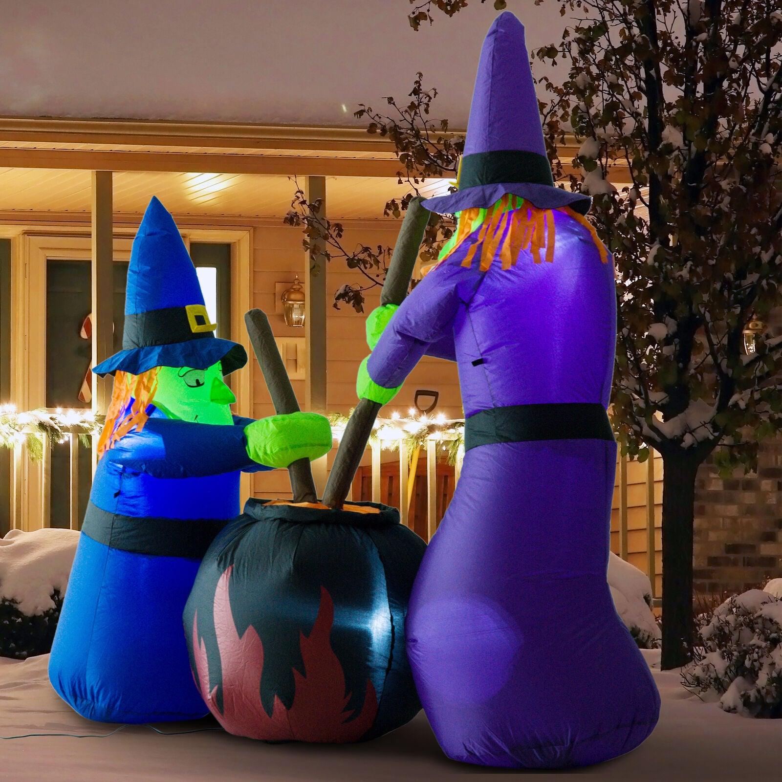 Halloween Inflatables Outdoor - 1.8m Tall Inflatable Halloween Decoration Witches Light Airblown Festive & Franchise - Tophatter Daily Deals