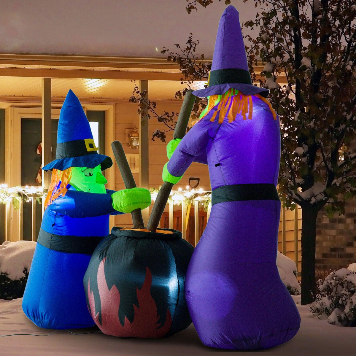 Halloween Inflatables Outdoor - 1.8m Tall Inflatable Halloween Decoration Witches Light Airblown Festive & Franchise - Tophatter Daily Deals