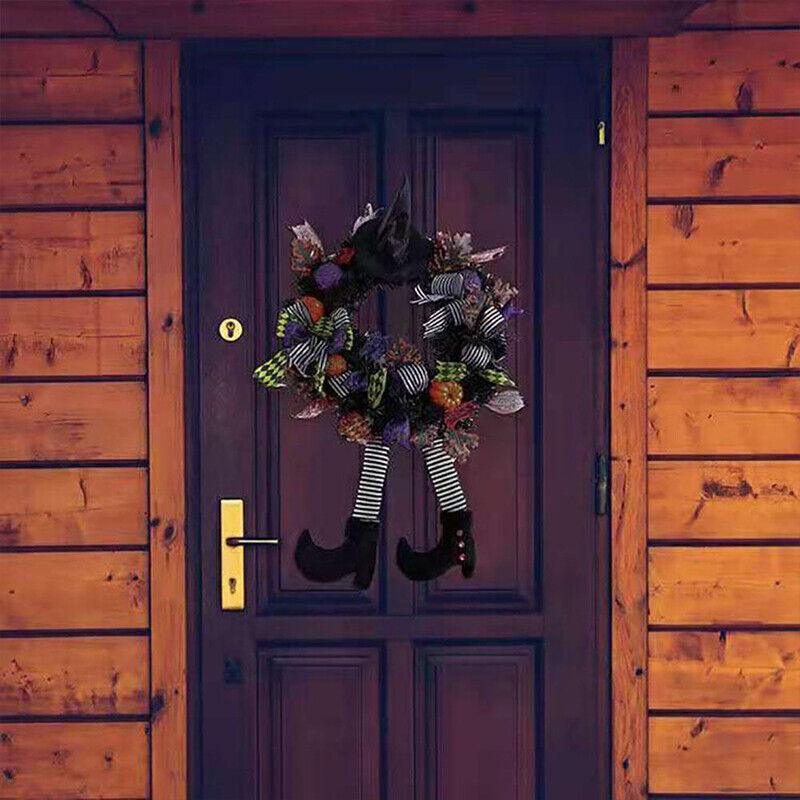 Halloween Door Wreath - Party Decor Door Wreath Props Pumpkin Witch Garland Outdoor Yard Decor Festive & Franchise - Tophatter Daily Deals