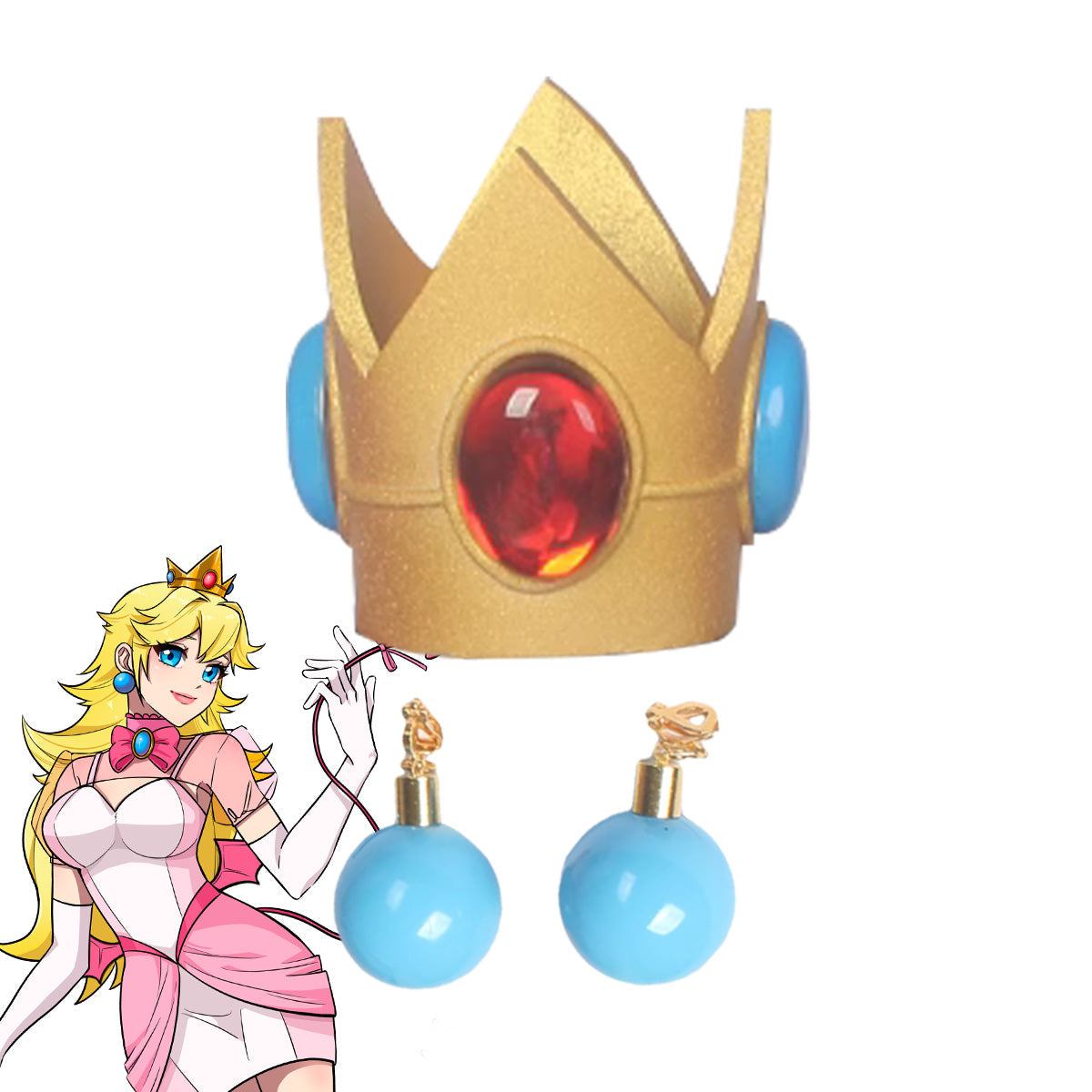 Halloween Women Peach Pink Princess Crown And Earring Cosplay Accessory Prop Prop - Tophatter Daily Deals