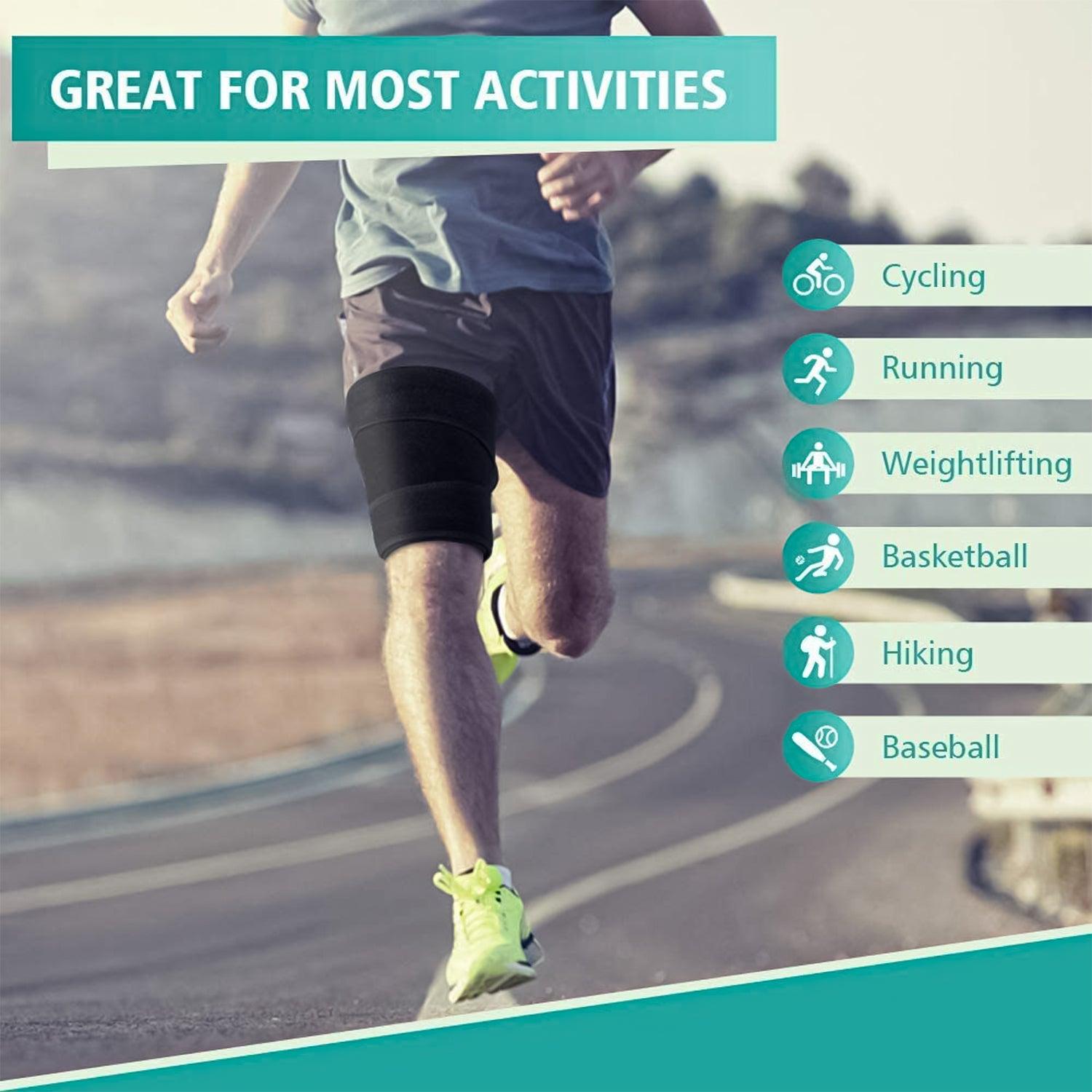 Compression Sleeves for Thighs - Adjustable Hamstring Support Brace for Men and Women Exercise & Fitness - Tophatter Daily Deals