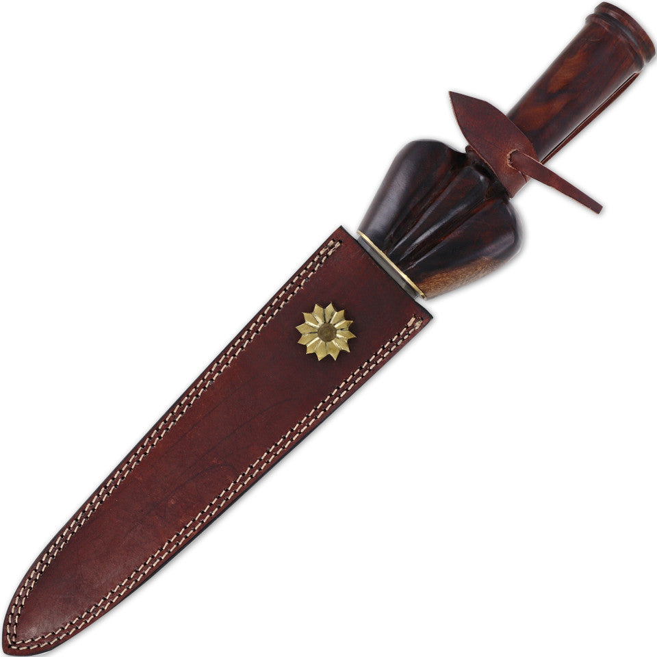 Hand Forged Medieval Style Bullock Dagger with Leather Sheath Dagger - Tophatter Daily Deals