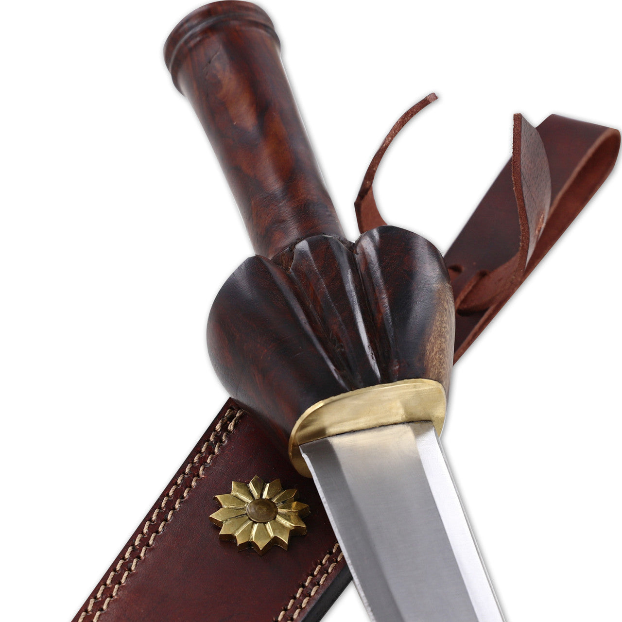 Hand Forged Medieval Style Bullock Dagger with Leather Sheath Dagger - Tophatter Daily Deals