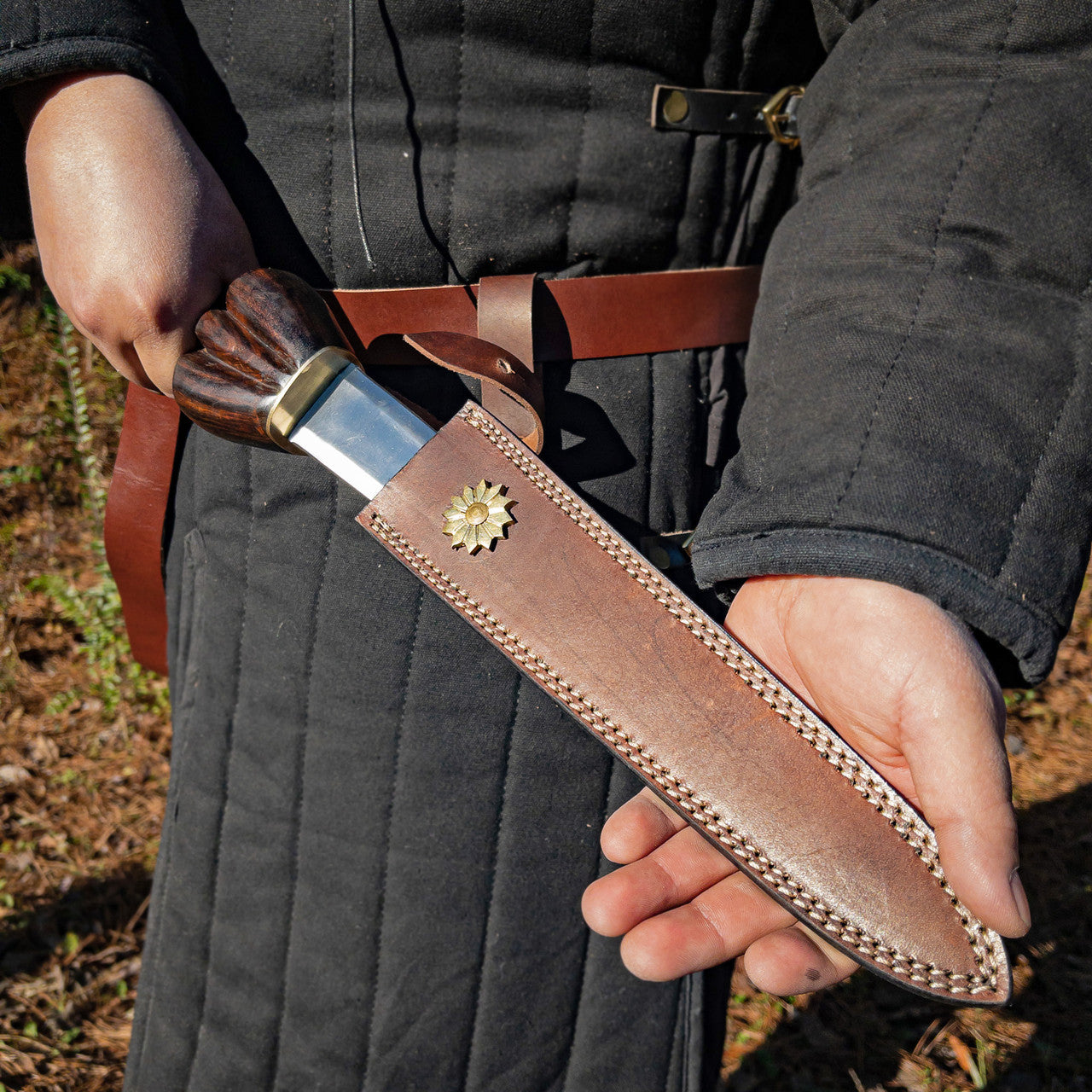 Hand Forged Medieval Style Bullock Dagger with Leather Sheath Dagger - Tophatter Daily Deals