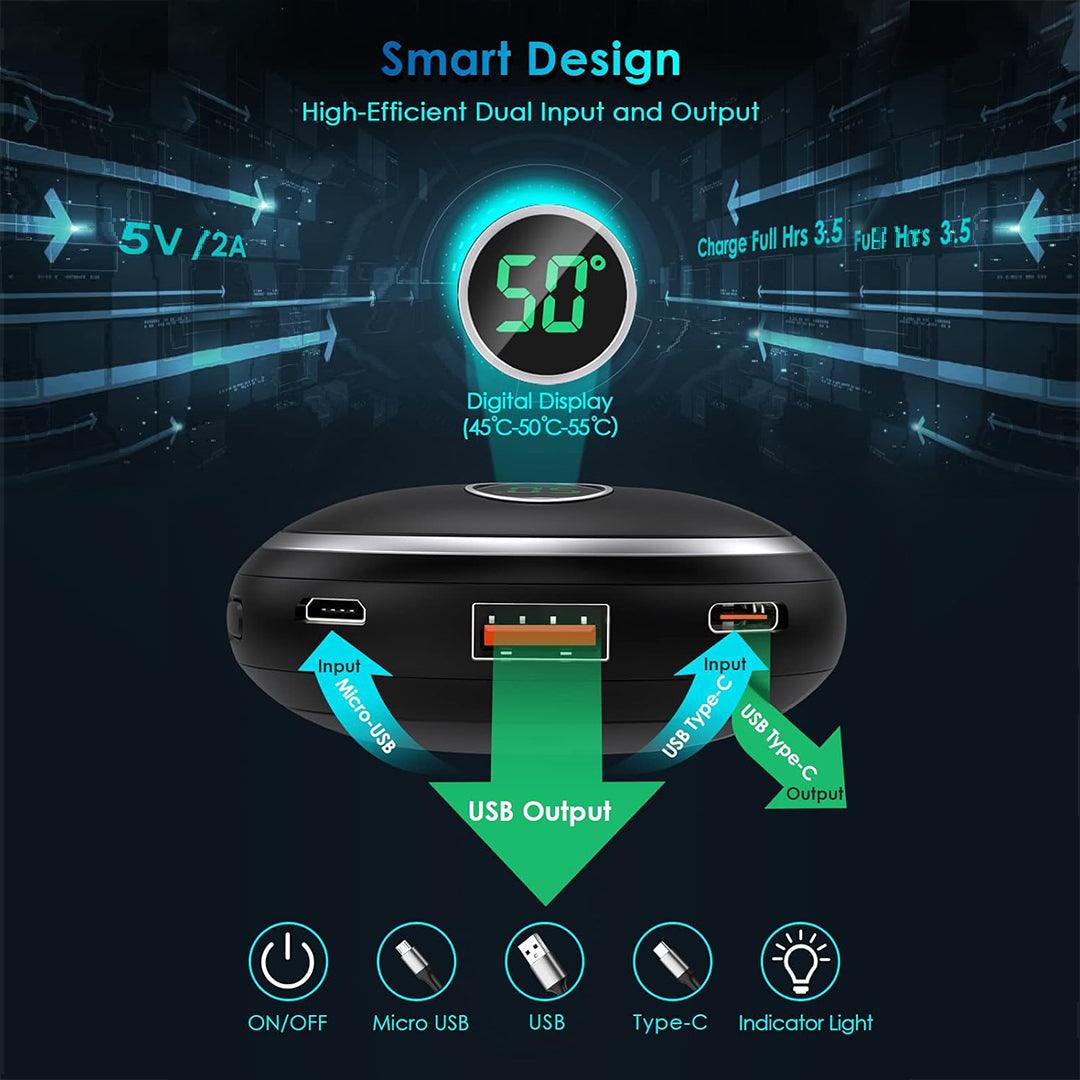 Best Hand Warmers UK - 10000mAh Rechargeable, Electronic Hand Warmer/Powerbank With Digital Apparel & Accessories - Tophatter Daily Deals