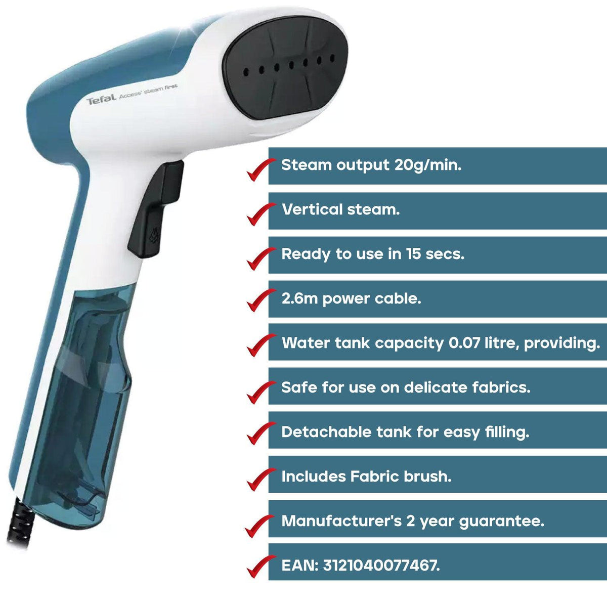 Portable Steamer for Clothes - Steam First Handheld Garment Steamer 1300W Apparel & Accessories - Tophatter Daily Deals