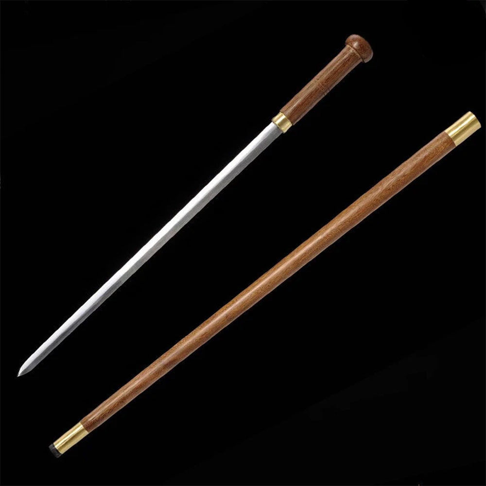 Handcrafted Mahogany Mushroom Head Pattern Steel Cane Sword with Copper Lock - Tophatter Daily Deals