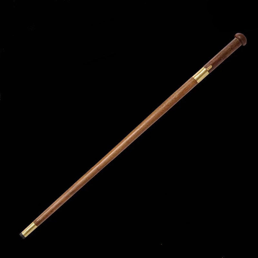 Handcrafted Mahogany Mushroom Head Pattern Steel Cane Sword with Copper Lock - Tophatter Daily Deals