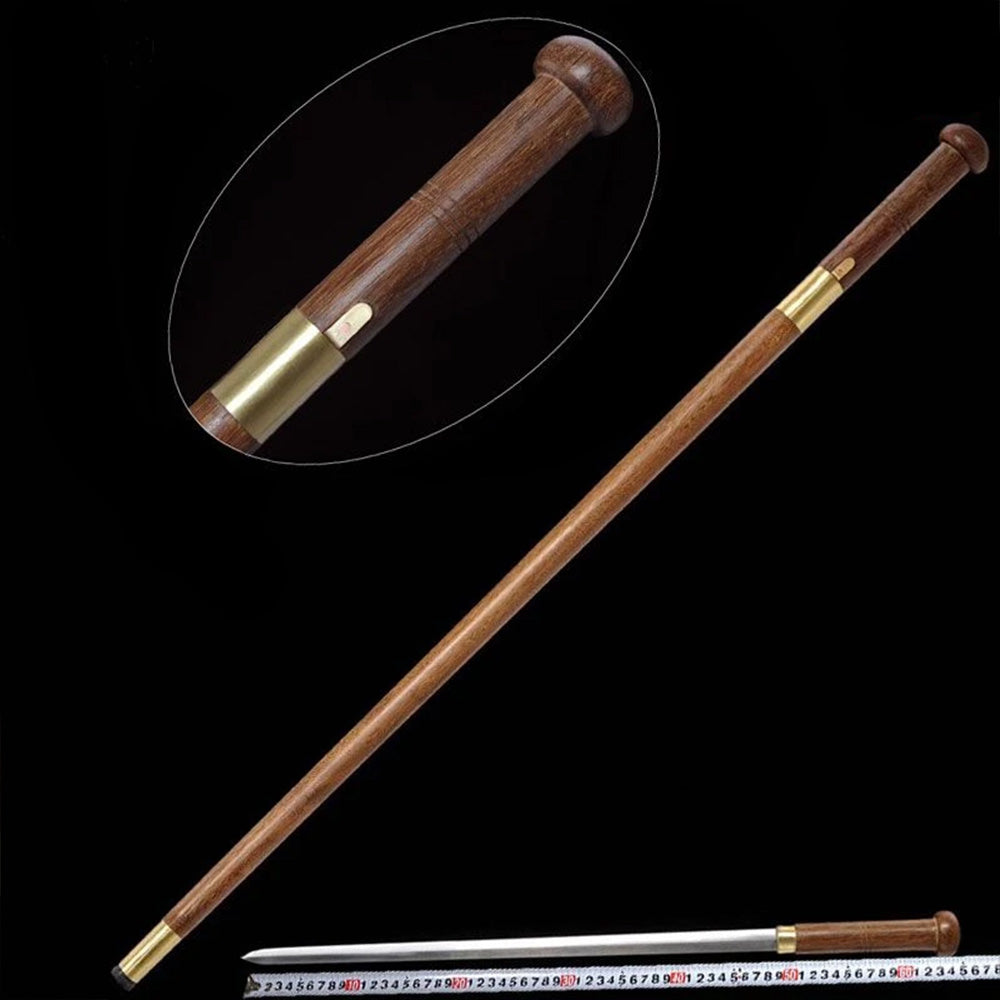 Handcrafted Mahogany Mushroom Head Pattern Steel Cane Sword with Copper Lock - Tophatter Daily Deals