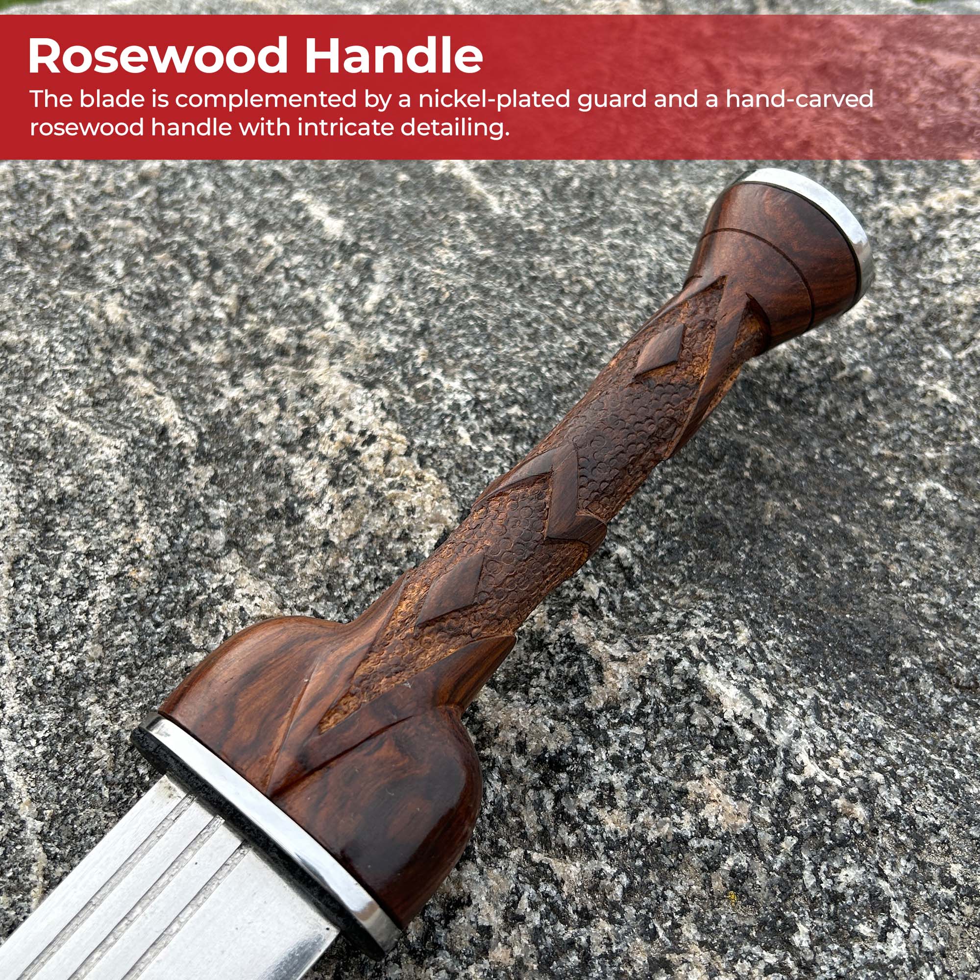 Handforged Scottish Dirk Short Sword with carved Rosewood handle Swords - Tophatter Daily Deals