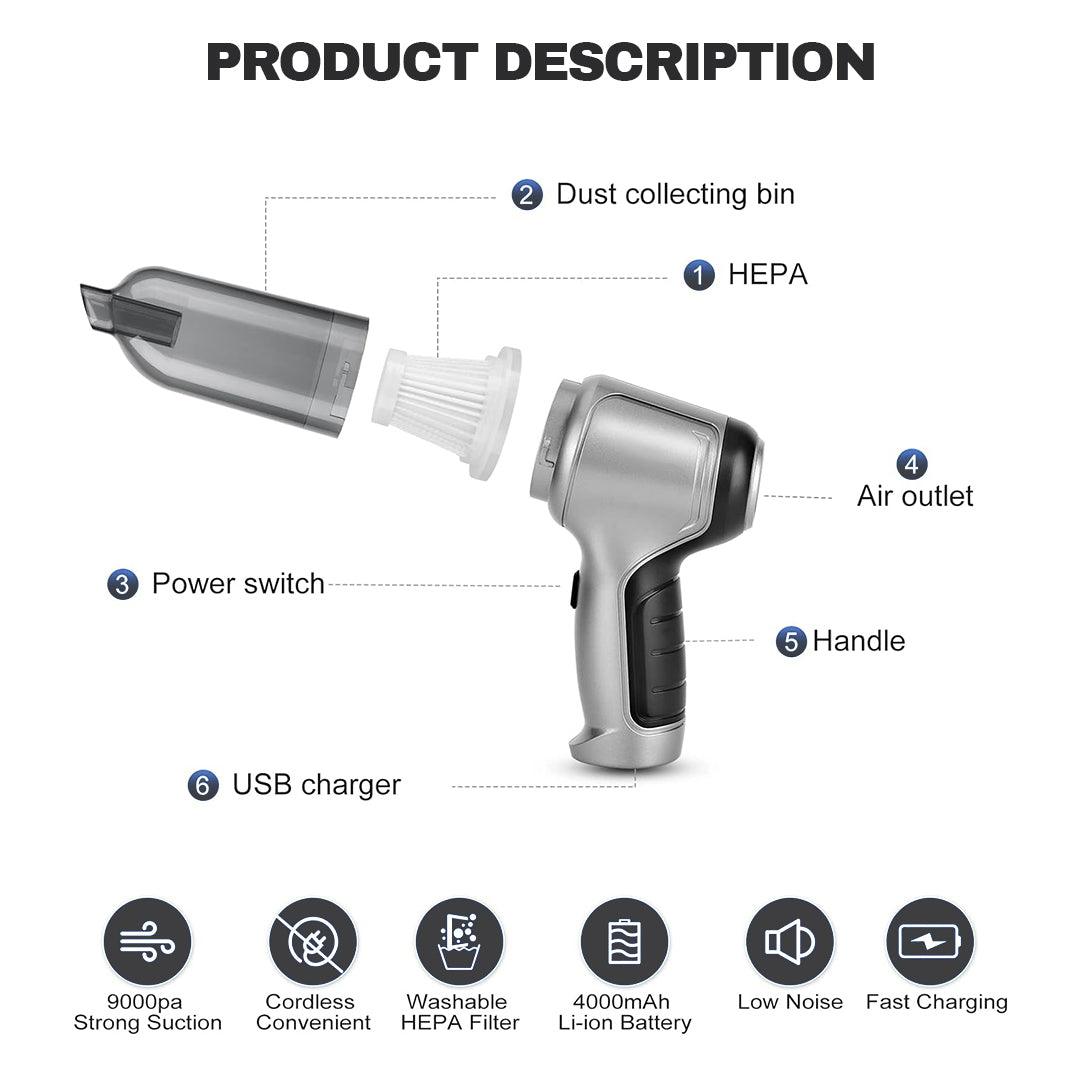 Powerful Hoover for Car - Car Vacuum Cleaner Wet/Dry Cordless Strong Suction Handheld Cleaning UK Apparel & Accessories - Tophatter Daily Deals