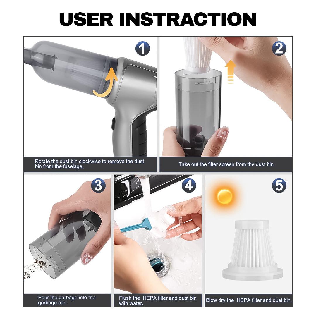 Powerful Hoover for Car - Car Vacuum Cleaner Wet/Dry Cordless Strong Suction Handheld Cleaning UK Apparel & Accessories - Tophatter Daily Deals