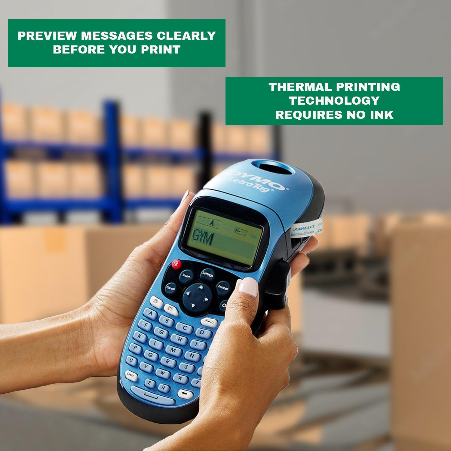 Portable Label Printer - LT-100H Label Maker Starter Kit | Handheld Label Printer Machine | ABC Keyboard Label Printer with 13 Character LCD Screen | Paper, Clear Plastic Label Tape & Machine Holder Apparel & Accessories - Tophatter Daily Deals