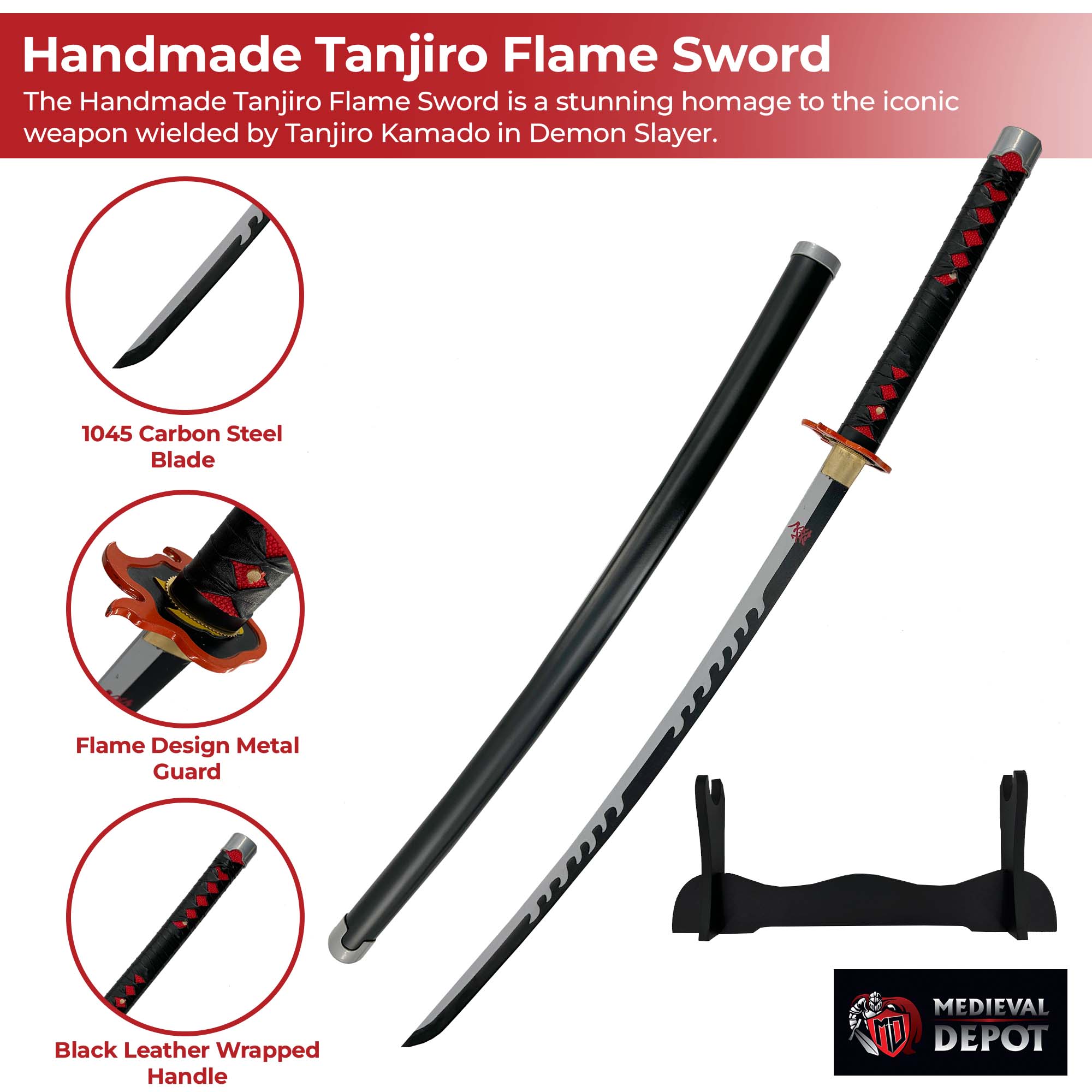 Handmade Tanjiro Flame Sword Swords - Tophatter Daily Deals