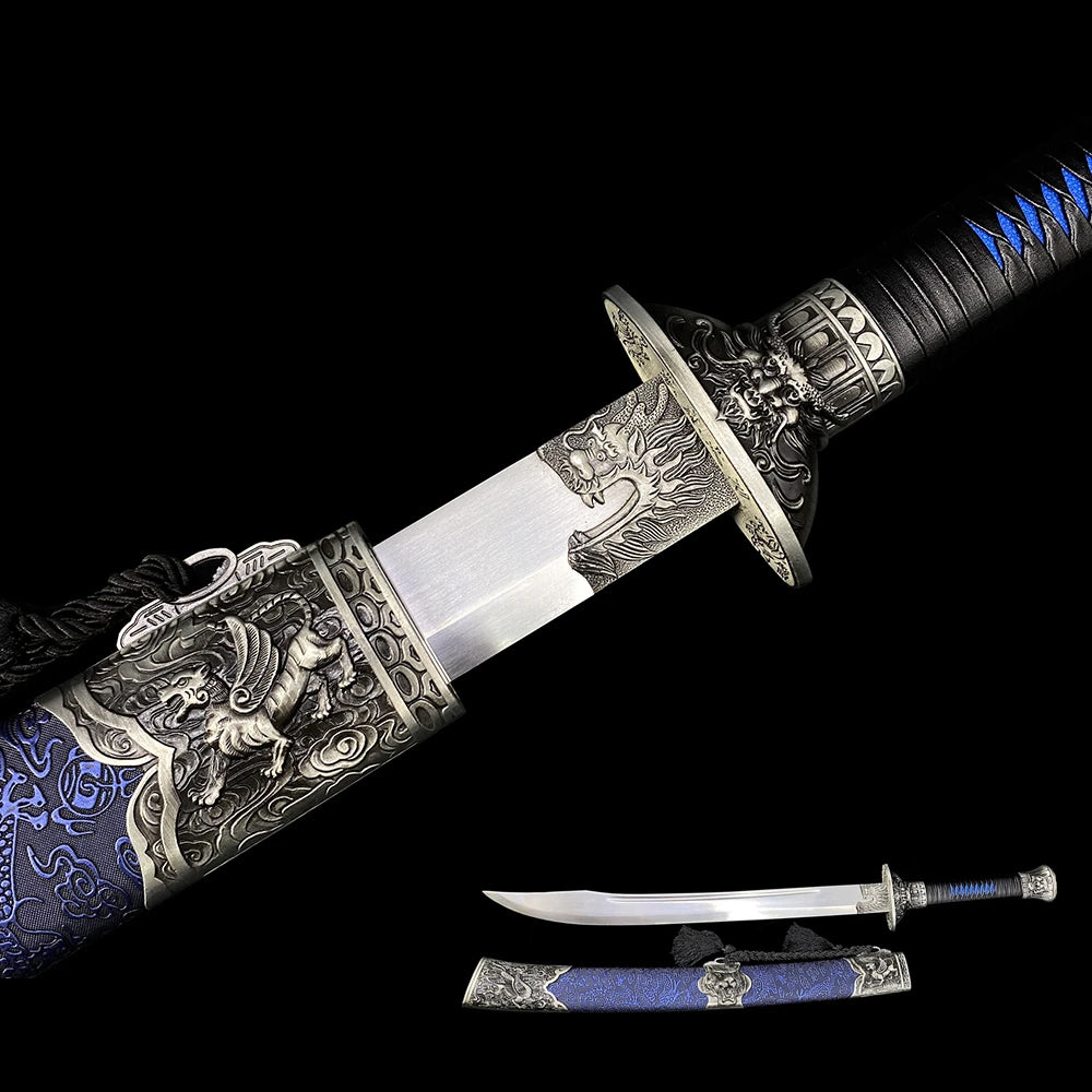 Handmade Blue Tiger High Manganese Steel Chinese Sword - Tophatter Daily Deals