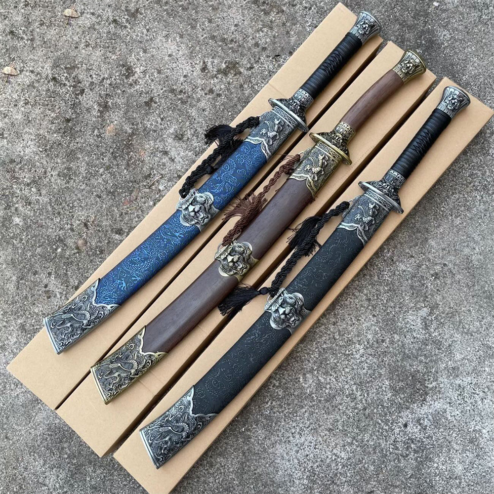 Handmade Tiger High Manganese Steel Chinese Sword Three piece set - Tophatter Daily Deals