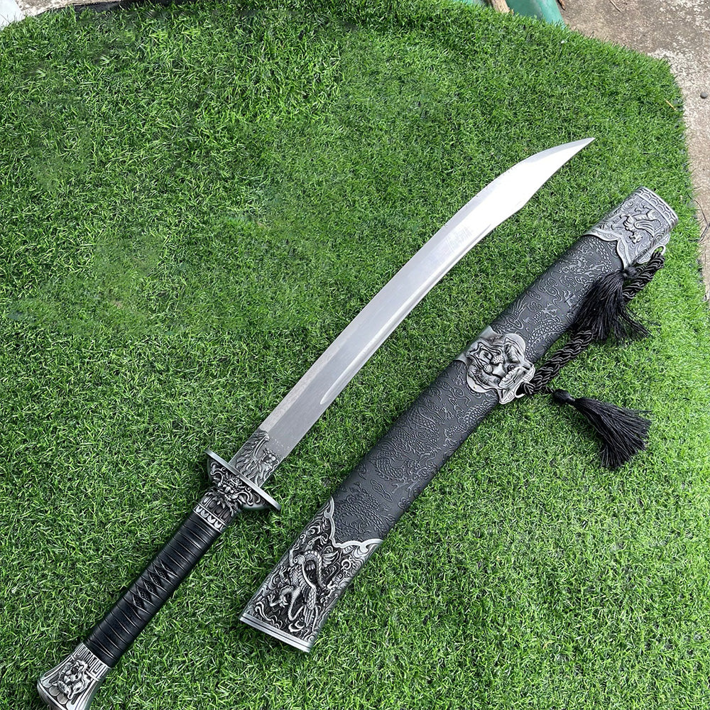 Handmade Tiger High Manganese Steel Chinese Sword Black - Tophatter Daily Deals