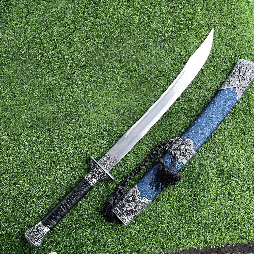 Handmade Tiger High Manganese Steel Chinese Sword Blue - Tophatter Daily Deals