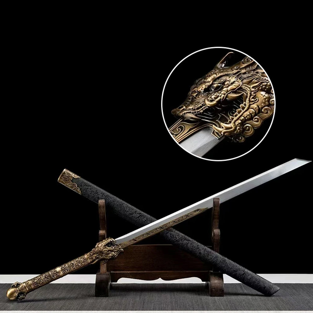 Handmade Ao Long Chinese Sword With High Manganese Steel Gold - Tophatter Daily Deals