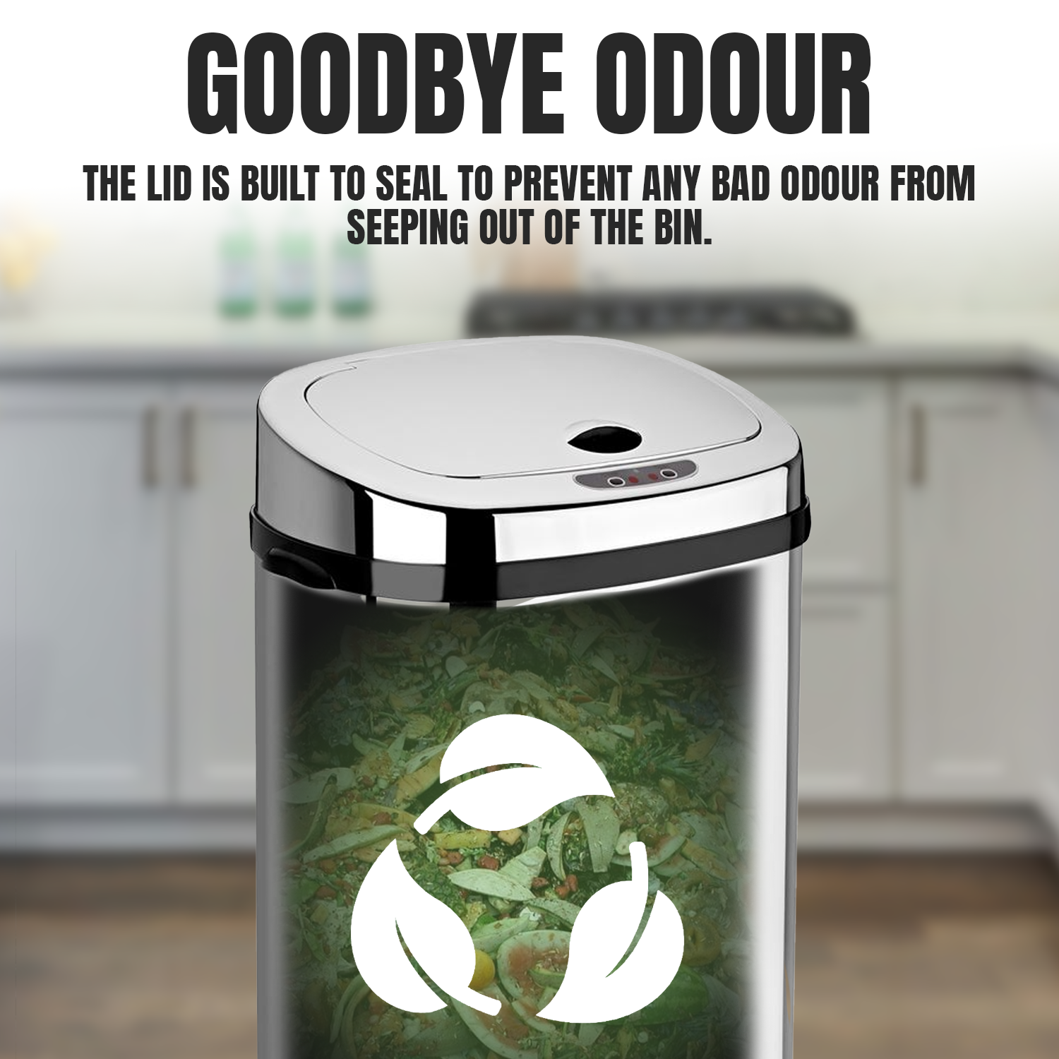 Kitchen Sensor Bin – Touchless Automatic Waste Bin with Motion Sensor & Soft Close LID Kitchen - Tophatter Daily Deals